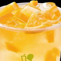 Orange Green Tea · 100% Fresh Squeezed Orange Juice blended with Fresh Brewed Green Tea,
it's simple but delici...