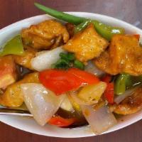 Sweat & Sour Chicken · Breaded cubed chicken cooked with pineapple and bell pepper in chef-made sweet & sour sauce.