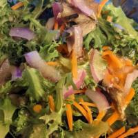 Side Salad (60 Cal) · Romaine mix, tomatoes, carrots, cucumbers & onions.