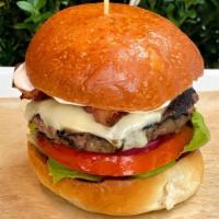 B & B · Angus Beef, Bacon, Cheese, Cos Lettuce, Tomato, Red Onion, Tomato Relish, Herb Mayo