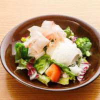 Homemade Tofu Salad · Served with bonito flakes and a wafu dressing on the side.