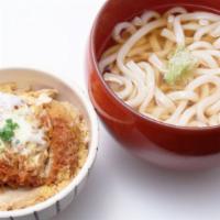 Mini Katsu Don & Hot Udon Noodles Set · Breaded and deep-fried silky pork loin cutlet and onion simmered in Dashi broth wrapped with...