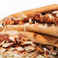 The Gasm · chicken cutlet, melted mozzarella & bacon on a toasted garlic hero with Russian dressing & c...