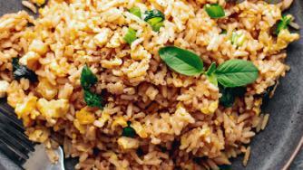 Thai Basil Fried Rice · Fried rice with basil, onion, bell pepper and chill.
