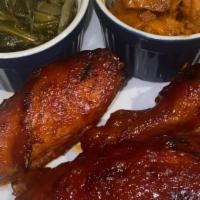 Sweet T'S Bbq Chicken · 3 pieces of chicken baked in our signature mesquite BBQ sauce. Served with your choice of 2 ...