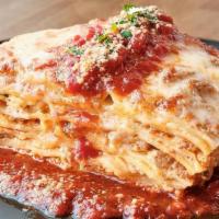 Lasagna · house Sugo, Bechamel, oregano, mozarella, ricotta,basil,vegan Sausage