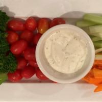 Fresh Vegetable Platter · Broccoli crowns, carrots sticks, celery sticks, grape tomatoes served with a ranch style dip...