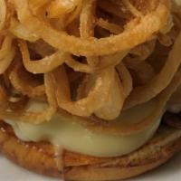 Fairfield Filet Mignon Steak Sandwich · Grilled filet mignon tips, provolone cheese, crispy onion straws on a brioche roll served ho...