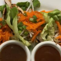 Thai Lettuce Wraps Salad · Strips of grilled chicken breast, bean sprouts, shredded carrots, served on Boston bibb lett...