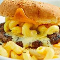 Mac And Cheeseburger · Two American favorites paired to make on outrageous combo.