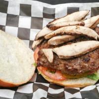 Portabello Burger · Ten ounce prime beef burger grilled to perfection with portabello mushroom.