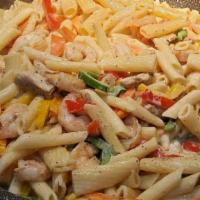 Rasta Pasta With Shrimp & Chicken · 