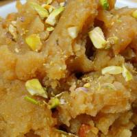 Moong Dal Halwa · Rich grounded lentil pudding.