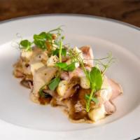 Vitello Tonnato · Slow cooked top round veal, caramel capers, fresh tuna & anchovy sauce