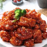Crispy Fried Seasoned Mild Chicken · Korean style BBQ seasoned.