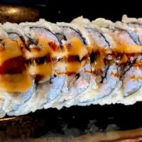Omg Roll · Tuna, salmon, yellowtail deep-fried sushi roll, eel spicy sauce
