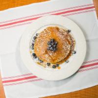 Fresh Blueberry Pancakes · Served with butter and syrup