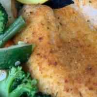 Tilapia · Broiled, fried, or Cajun includes choice of any two sides.