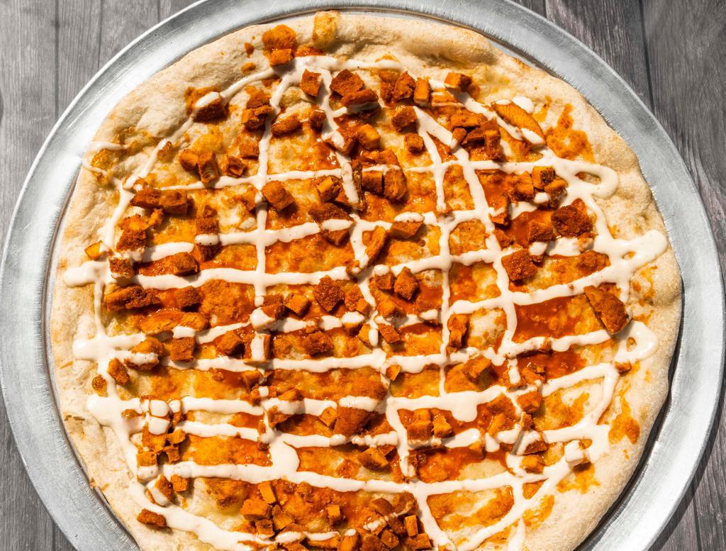 Buffalo Chicken · Tossed in our spicy buffalo sauce, topped with mozzarella.