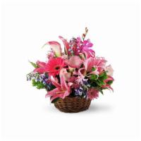 Hearts & Flowers · This beautiful basket of pink Asiatic and calla lilies, roses, mums, orchids and daisies wil...