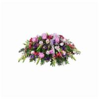 Tender Sentiments Casket Spray™ · A tender expression of love for the departed, this beautiful casket spray features pink and ...
