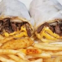 Cheesesteak · With onion, mushrooms, and Cheddar cheese.