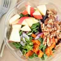 Harvest Crisp Salad · Butternut squash, apple, kale, walnuts on mixed greens