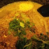 Tantanmen Soup · Spicy. Soy sauce sesame-based soup with bamboo shoots, ground pork, spinach, boiled egg and ...