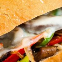 Veggie Philly Steak · Onions, peppers, mushrooms, mozzarella cheese, lettuce, tomato, avocado, and ranch.