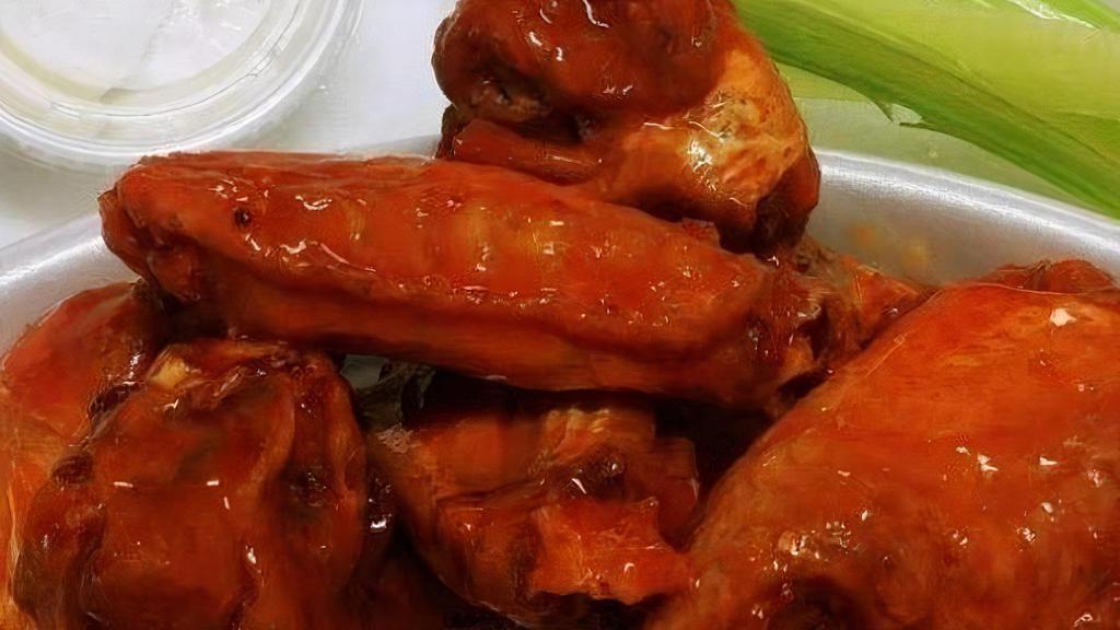 Chicken Wings – 20 Pcs. · cooked crispy, tossed in your favorite sauce and served with celery and our homemade blue cheese
