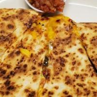 Cheese Quesadillas · a combination of diced tomatoes, peppers, onions, black olives and cheddar cheese. served wi...