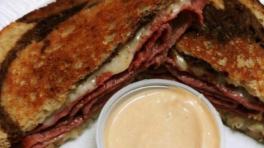 Reuben · on rye with swiss cheese, sauerkraut and your choice of corned beef or turkey. served with a side of thousand island dressing