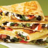 The Savage Garden Quesadilla (V) · Love it as is: This veggie ‘rito is crafted with black beans, sautéed peppers & onions,  jal...
