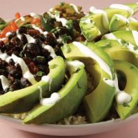 The Savage Garden Bowl (V) · This veggie ‘rito is crafted with avocado slices, black beans, sautéed peppers & onions, whi...