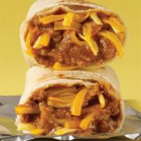 Kids Burrito · Flour tortilla, Beans, Cheddar Cheese with your choice of Chicken or Ground Beef.