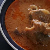 Peanut Butter Soup · Served with either fufu, pounded yam or Banku.
Choice of protein- goat or beef/fish