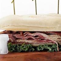Lean Pastrami Sandwich · All Sandwiches served on baguette w pickles & cole slaw choice of wrap, W/W Wrap & W/W bague...