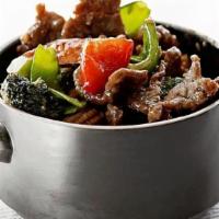 Beef Mix Vegetables · broccoli, mushrooms, baby corn, water chestnuts, papers, celery, snow peas, brown sauce.