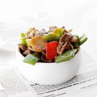 Beef Garlic Sauce · Sliced Beef with Carrots, Celery, Peppers, Onions, Water Chestnuts, in a Soy Garlic Sauce.