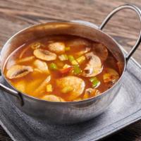 Tom Yum Soup · Spicy, gluten-free. Choose either vegetable, tofu, chicken, or shrimp. This spicy tom yum sh...