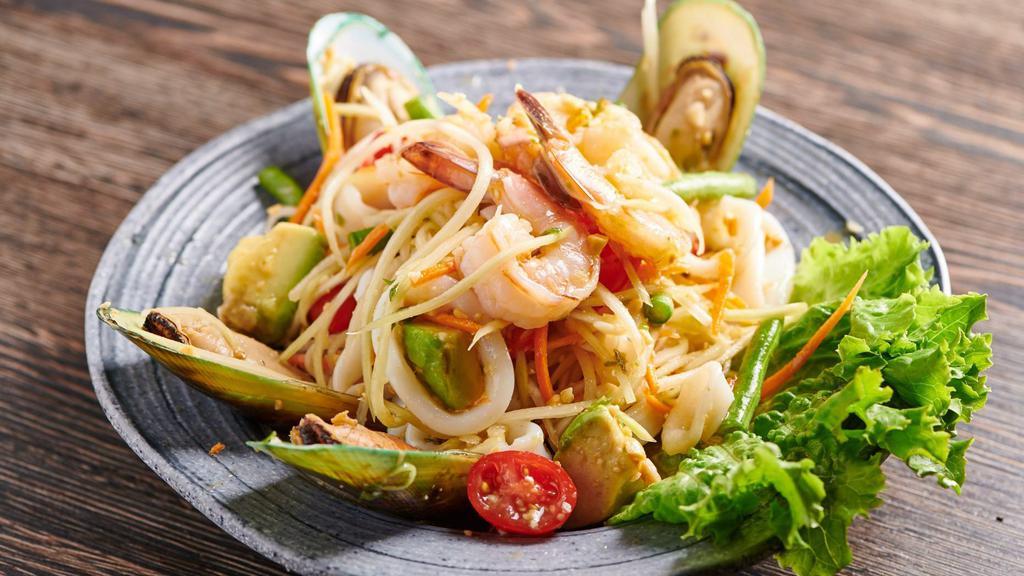 Seafood Avocado Papaya Salad · Spicy, gluten-free. Thai fusion style. Kinda like the one above but with seafood and avocado. Seriously good.