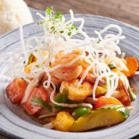 Sweet & Sour Thai Style · Vegan options available. Sauteed with pineapple, tomatoes, onions, cucumbers, scallions, and...