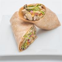 Chicken Wrap · marinated chicken, apple slaw, lettuce, tomatoes, provolone cheese, choice of chipotle or ra...