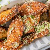 Garlic Parmesan Wings · Always cooked to perfection.