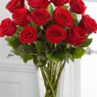 Classic  Dozen Roses · 12 ROSES  OF YOUR CHOICE ARRANGED IN A VASE WITH GREENERY AND BABY'S BREATH. PLEASE SPECIFY ...