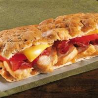 Bacon Turkey Cheddar Melt · slow-roasted turkey paired with vine-ripened tomatoes, sharp cheddar cheese, crispy hickory ...