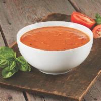 Tomato Basil Soup Bowl · smooth and rich tomato blend with a hint of basil, garlic and herb