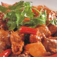 Guan Fu Braised Pork · Braised fat pork in guan fu red sauce.