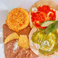 Huevos Rancheros / Western Eggs · Sunny side up eggs with red or green sauce