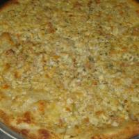 Bianca Pizza · Mozzarella, ricotta, basil, and olive oil.
